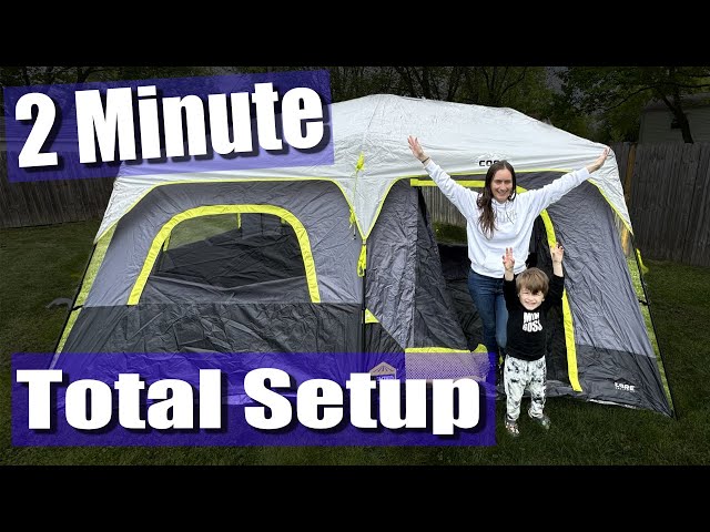 CORE Equipment 10 Person Lighted Instant Cabin Tent with Awning