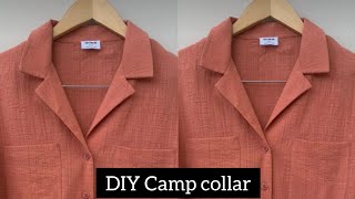 DIY Camp collar /notched collar. how to sew a camp collar.