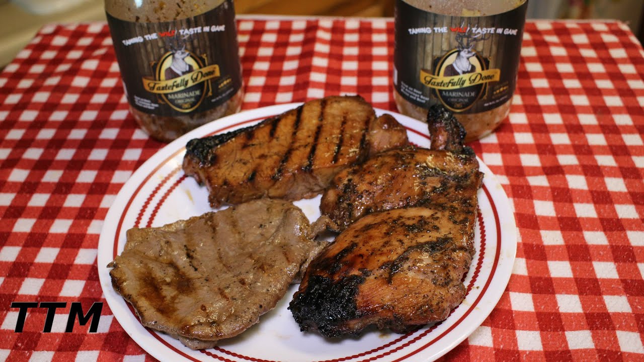 Tastefully Done Wild Game Marinade ReviewGrilled Beef Steak Pork Chops