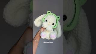 how long it takes me to crochet a frog bunny cuddler 🐸 bunny pattern available on my etsy!