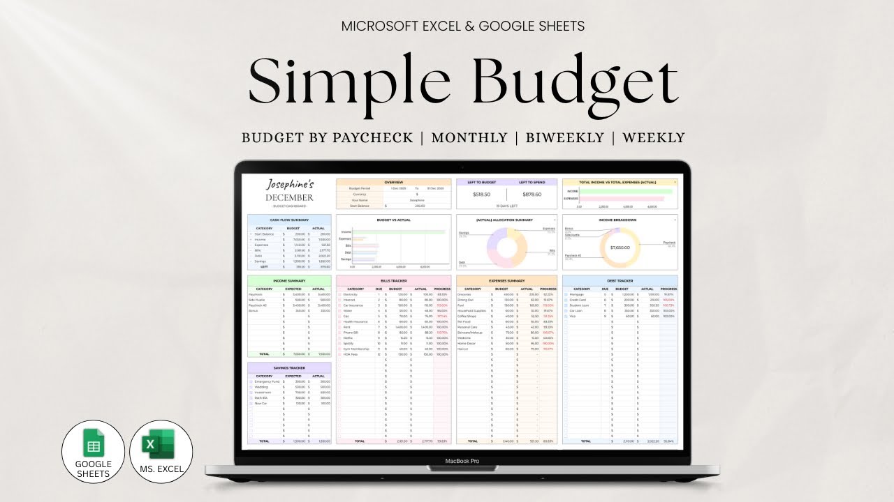 Simple Budget Planner Spreadsheet for Google Sheets & Excel (Step‑by ...