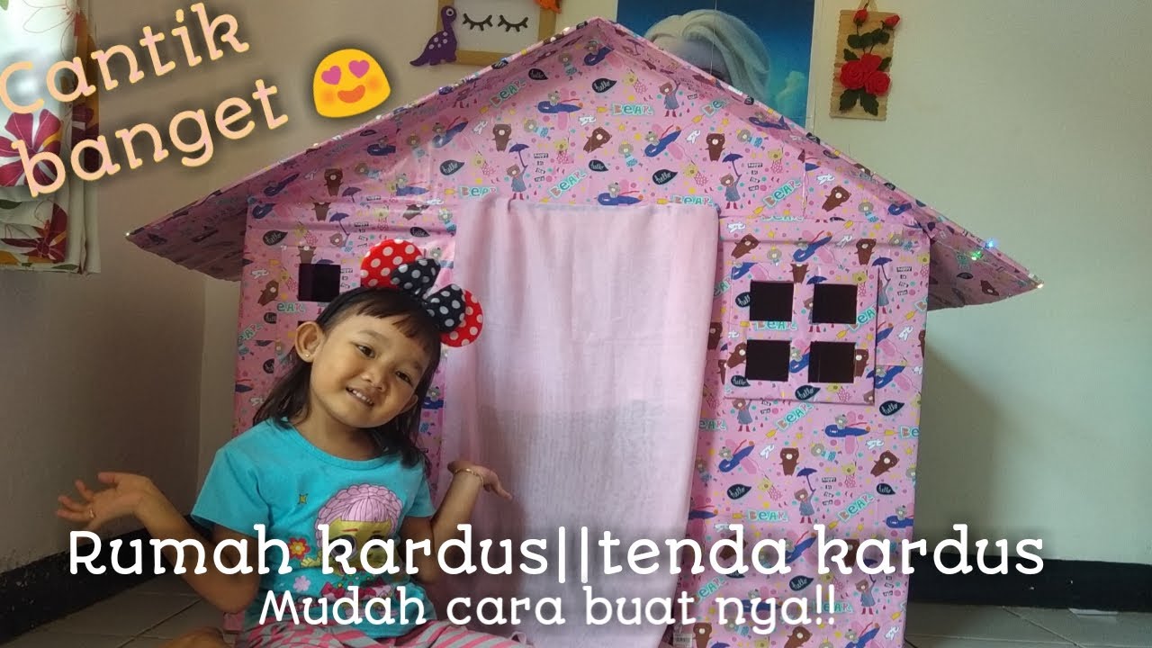 CARA MUDAH MEMBUAT RUMAH  MAINAN  dari kardus Diy carboard 