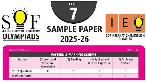 SOF IEO International English Olympiad Class 7 Sample Paper 2025-26