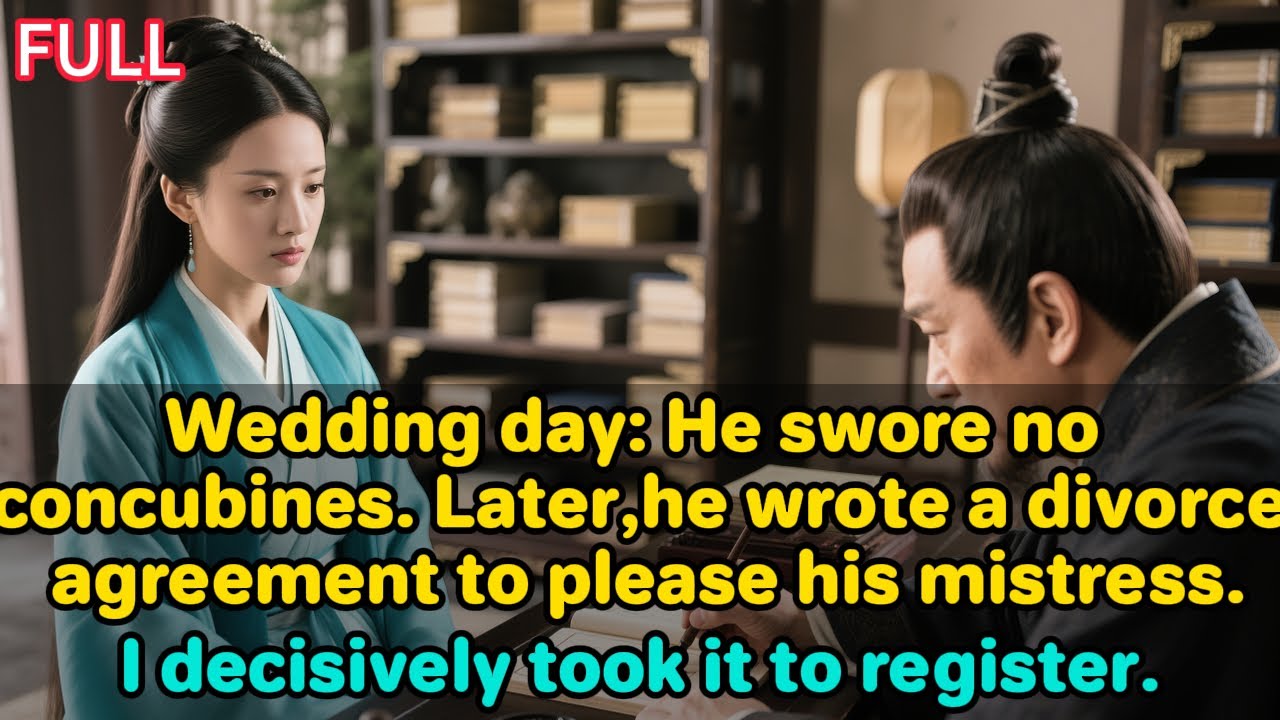 Wedding day: He swore no concubines.Later, he wrote a divorce agreement to please his mistress