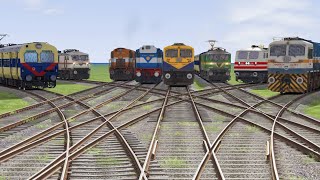 8 Trains Crossing Each Other on Dangerous Tracks | Train Accident - Train Simulator 2022