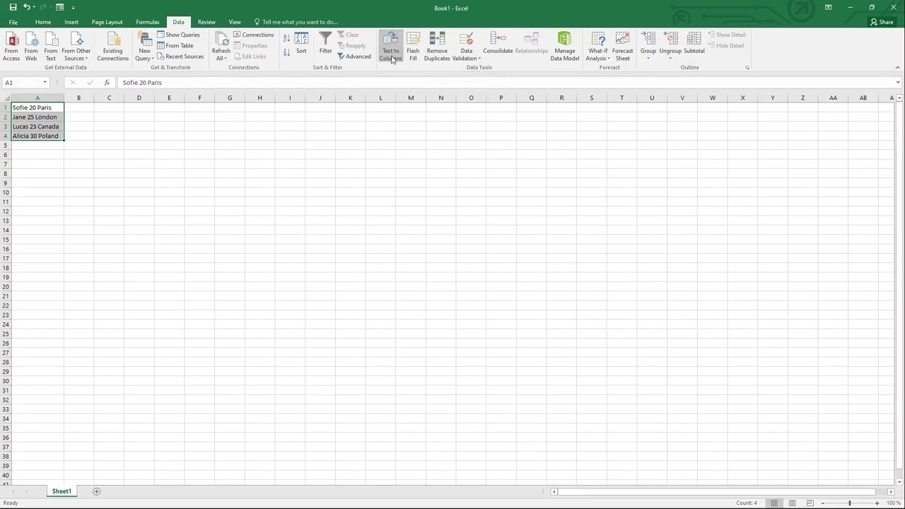 How to Split One Column Into Multiple Columns in Excel Using Text to Columns