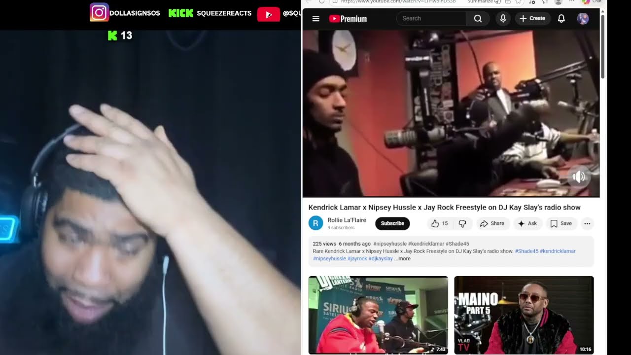 Фристайл Кендрика Ламара, Нипси Хассла и Джея Рока на радиошоу диджея Кей Слей | РЕАКЦИЯ