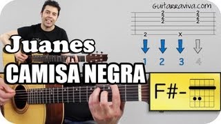 Video thumbnail of "como tocar la camisa negra de Juanes en guitarra acústica tutorial acordes y letra TAB"