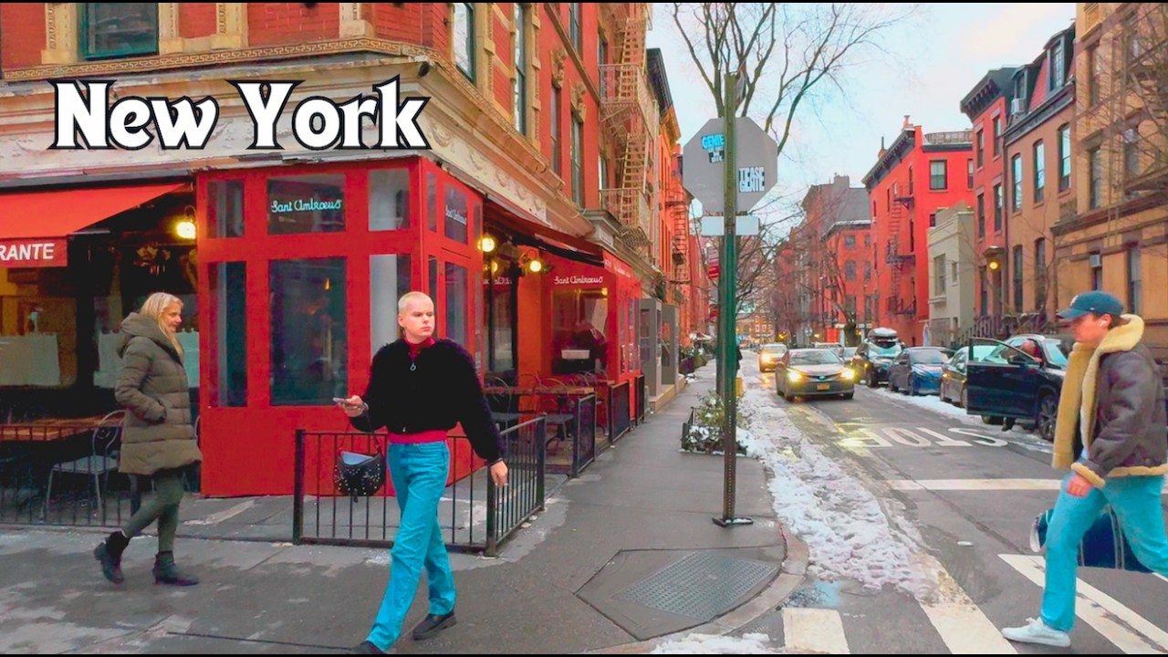 New York, Amerika Serikat | NYC | Tur Jalan di Salju 4K