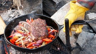 Cooking Outdoors at the Off Grid Log Cabin: Steak and Fries on the Campfire