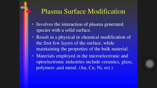 Lecture:5.3 Surface Modification by Plasma