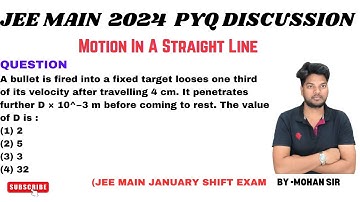 A bullet is fired into a fixed target looses one third of its velocity after@MohanPhysicsAcademy