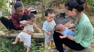 Daily life of a single mother with 2 children: laundry, gardening, taking care of the children