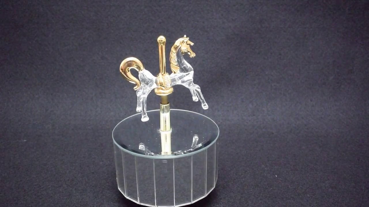 Mirror Musical Revolving Glass Up-Down 24K Gold Carrousel