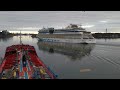 Passanger Ship Passing Tanker Vessel in the port of Stockholm