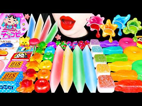 ASMR RAINBOW DESSERTS 무지개 디저트 크레용 얼린 닉클립 다양한 초콜릿 코하쿠토 FROZEN NIK-L-<strong>NIP</strong> SNACK JELLY EATING MUKBANG 먹방
