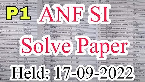 ANF (Anti Narcotics Force) SI (Sub Inspector) Solved Paper | Held: 17-09-2022 | Part-01 | JobzMcqz