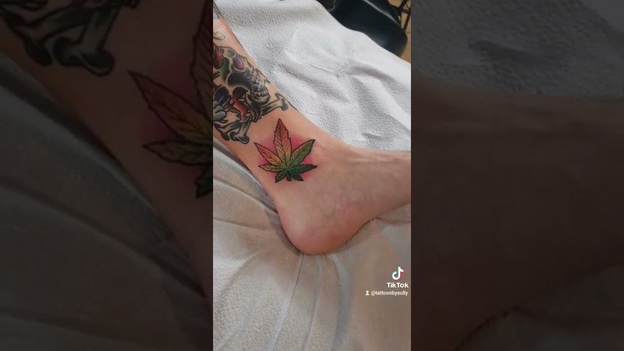 Pot leaf tattoo by Sully at Darkside Tattoo in Clinton Missouri