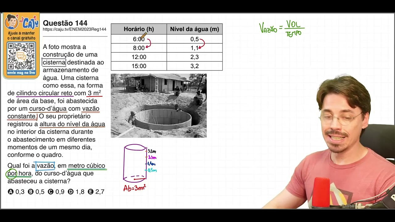 [ENEM 2023] 144 📘 GEOMETRIA ESPACIAL A foto mostra a construção de uma cisterna destinada ao