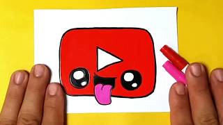 Como desenhar LOGO YOUTUBE fofo  Desenhos Kawaii - Desenho para Desenhar