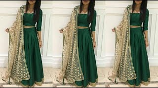 Simple Lehenga Choli Design | Plain Crop Top Net Lehenga Design | Bead Lace Lehenga | FASHION WORLD