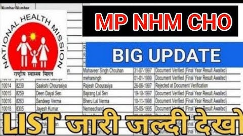 MP CHO - BIG UPDATE - NEW LIST जारी  - CHO लिस्ट जारी - LIST में अपना नाम देखो