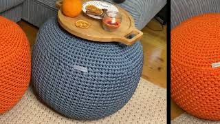 Crocheted ottoman is a beautiful addition to your interior.