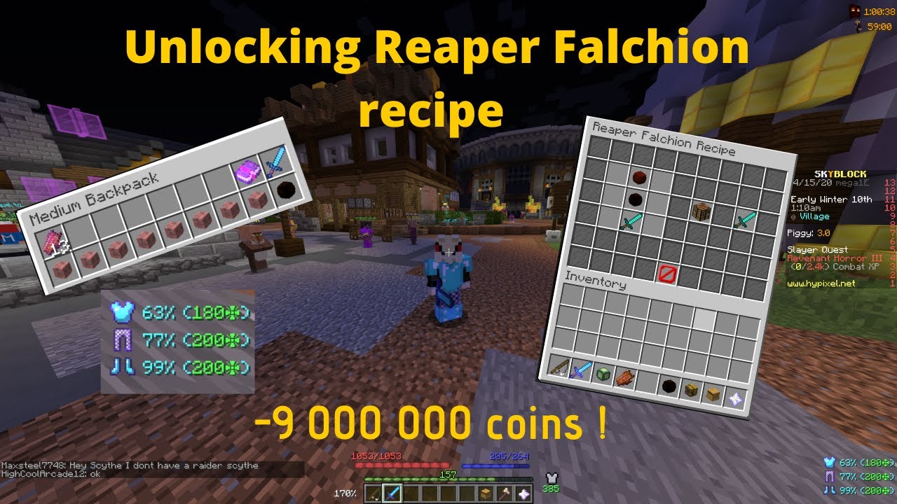 Unlocking reaper Falchion recipe [Hypixel Skyblock] part 1 YouTube