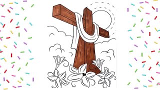 Coloring Easter Cross / Coloring Page with Markers / Speed Coloring Time Lapse