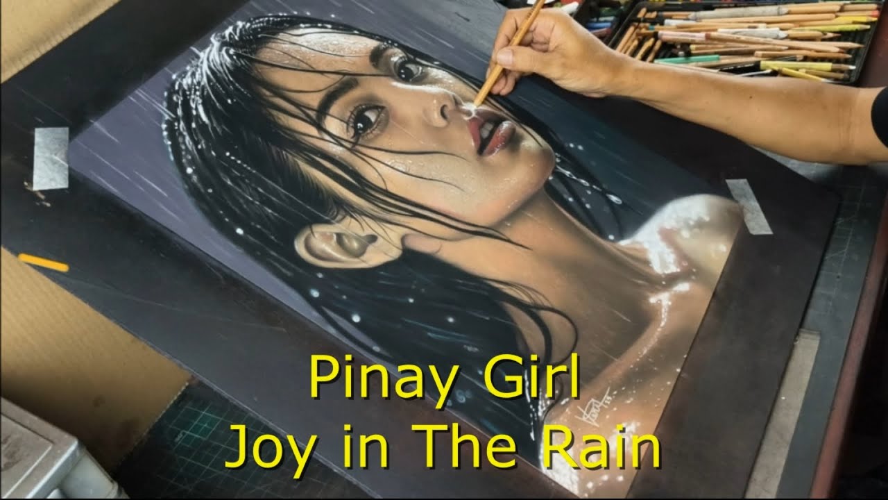 🌹Legend Realistic Drawing! Joy in The Rain🥰 #drawingvideo #trendingvideo #video #videofeed #artvideo