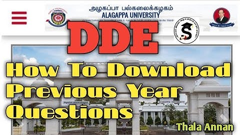 How To Download Previous Year  Questions  | Alagappa University | Distance  Education  @Thalaannan