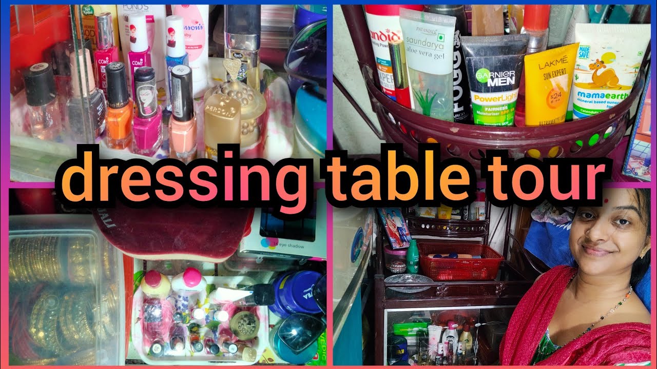 my dressing table tour।।how I organized my very 💁small dressing table 🌟।।💄in bengali।।