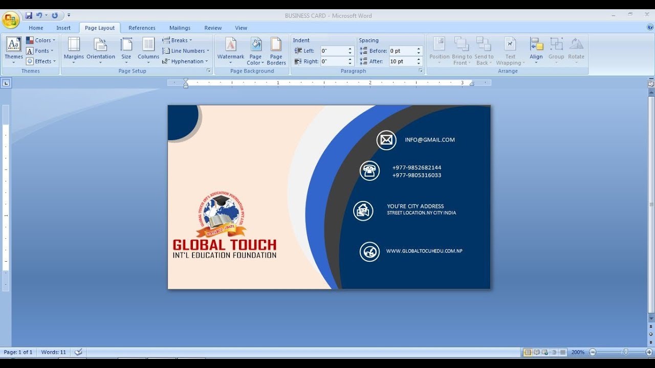 How to make Business Card Design in ms word | Visiting card design in ms word - YouTube