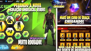 PEGANDO AS NOVAS SKINS ANGELICAIS VERDE! MUITO ROUBADO! CUBO E LOJA DE SKINS GRÁTIS CHEGANDO E MAIS!