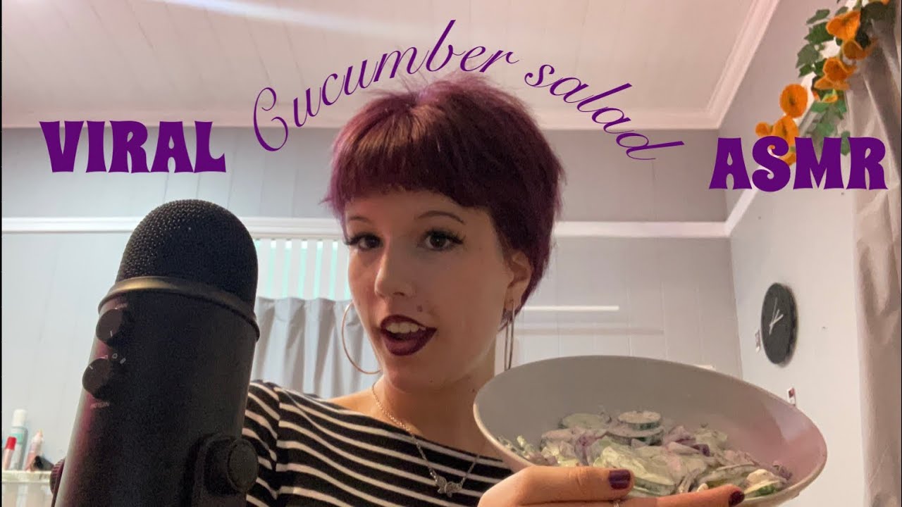 ASMR trying the viral cucumber salad mukbang🥗🥒