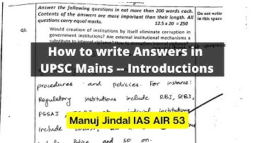 3 ways to Write Introductions in UPSC Mains GS Papers with examples | Manuj Jindal IAS AIR 53