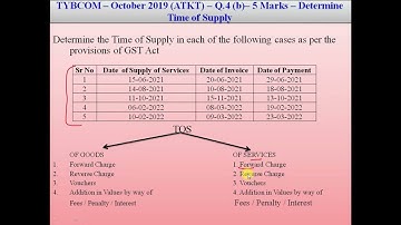 Q.4(b) TYBCOM -OCTOBER 2019-Indirect Taxes- Determination of Time of Supply