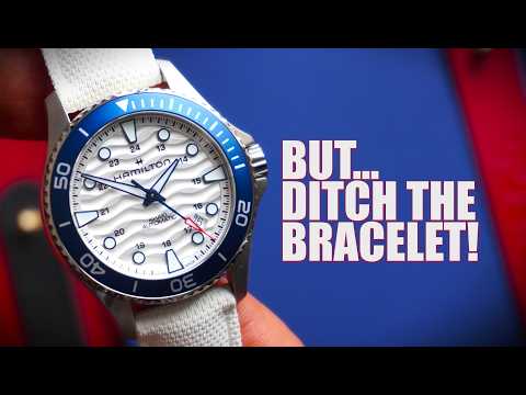 Video thumbnail: "The New HAMILTON Khaki Navy Scuba Review | The WHITE dial OMEGA Seamaster KILLER!" — hands-on review by Shuk in Time on YouTube
