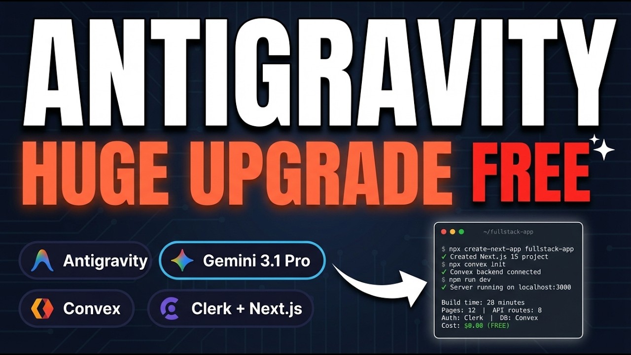Antigravity + Gemini 3.1 Pro + Convex + Clerk = Full Apps INSTANTLY (FREE)