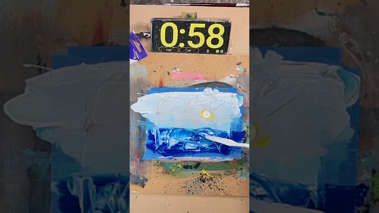Painting an Ocean Scene In 1 minute Challenge 