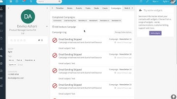 Agile CRM : Contacts & Widgets