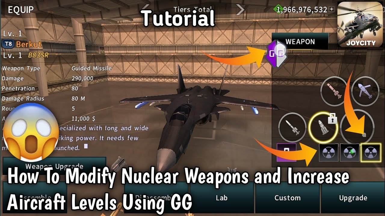 How To Modify Weapons And Increase Aircraft Levels Using GG In Gunship Battle