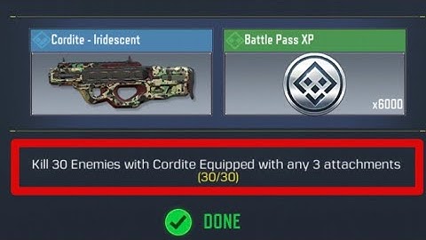 Kill 30 Enemies with Cordite Equipped with any 3 attachments |How to Unlock Cordite iridescent