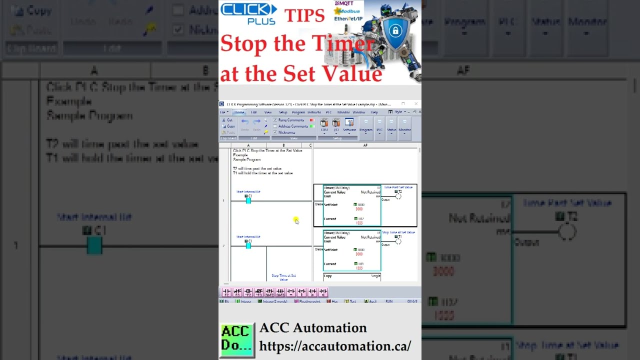 Click PLC Stop the Timer at the Set Value