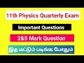 11th Physics Quarterly Exam Important Question 2024|11th Physics Quarterly Exam 2024|2m&5m