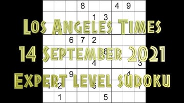 Sudoku solution – Los Angeles Times sudoku 14 September 2021 Expert level