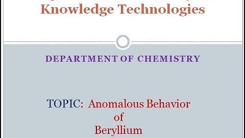 Anomalous Behaviour of Beryllium