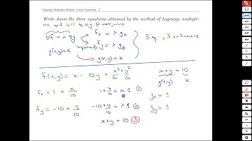 Unit 23-4 Lagrange Multiplier Method - Linear Constraint - MATH 121