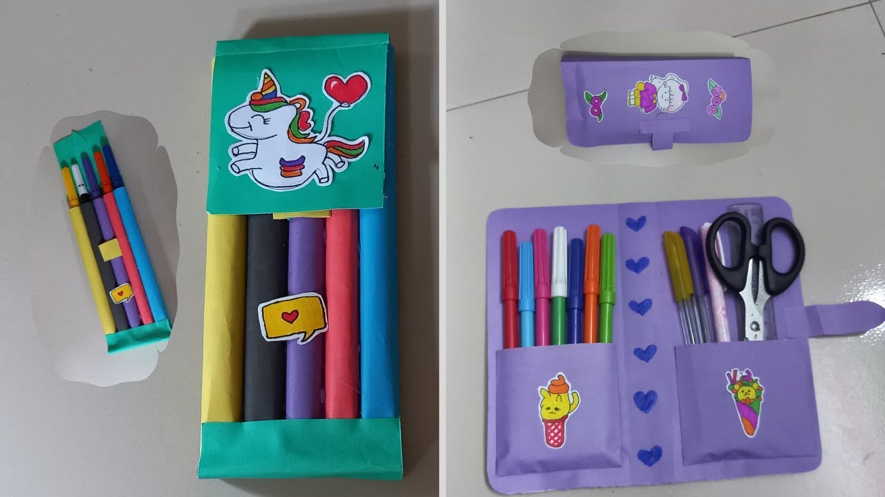 2 Paper Pencil Case Easy Foldable Pencil Case Craft Easy How to