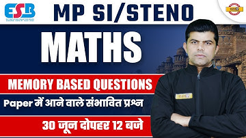 Maths Memory Based Questions | Maths Class | MP STENO/ MP SI 2023 | Maths by KARUN SIR | Exampur